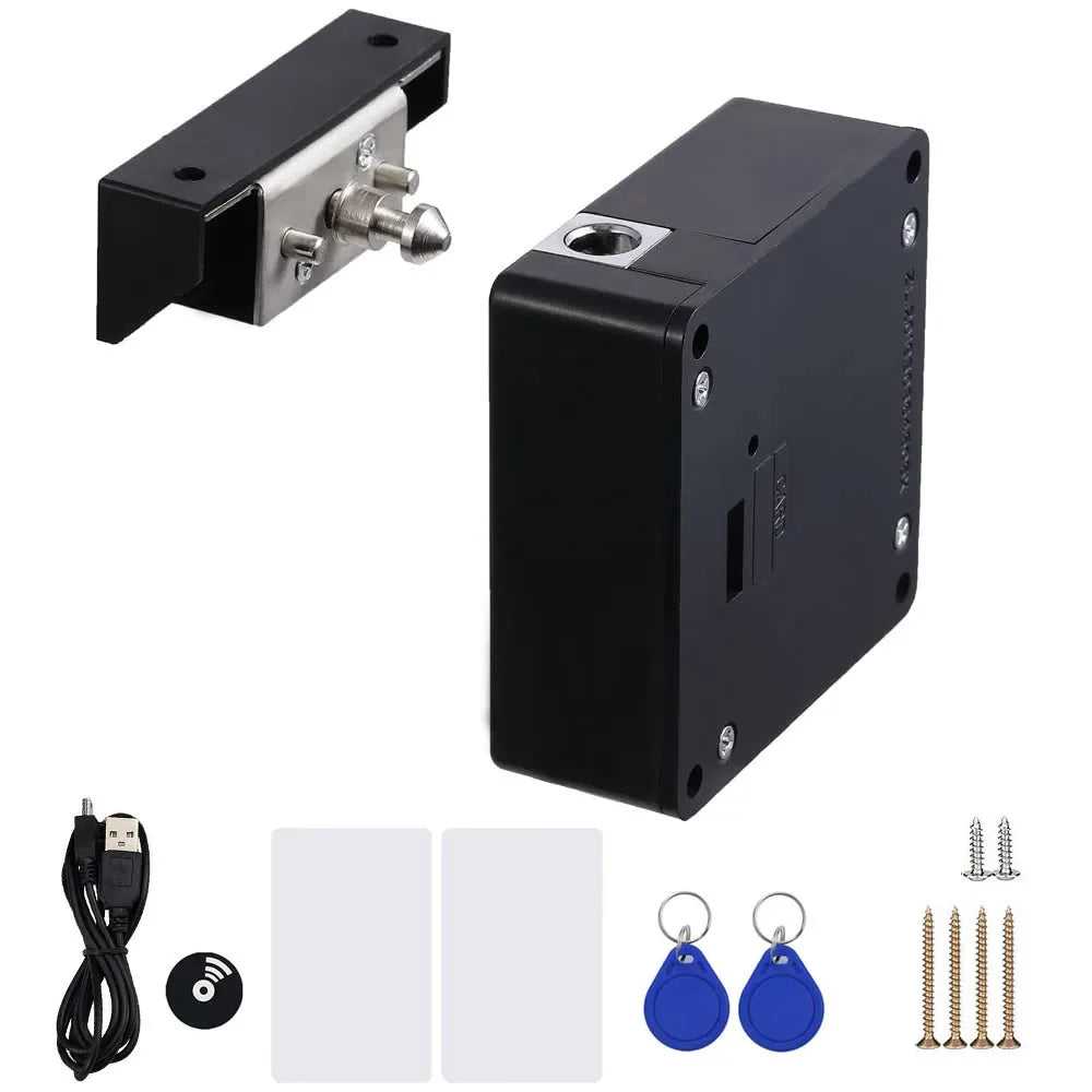 Invisible RFID Cabinet Lock black; mounting hardware, USB cable, 2 white RFID cards on Tampa Home & Garden Store