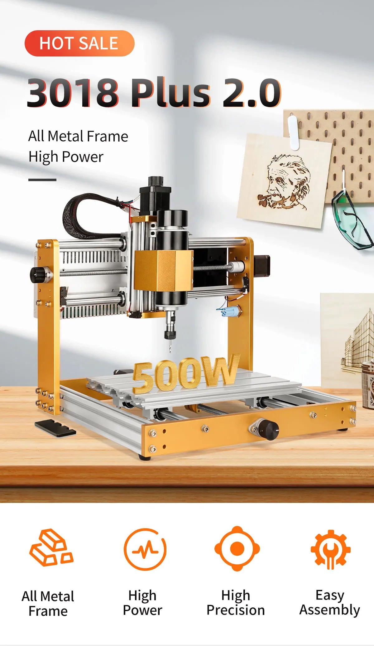 3018Pro Max CNC Router Machine - 500W all-aluminum DIY milling engraver, UpTrend Deals on Tampa Home & Garden Store