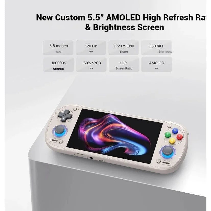 Retroid Pocket 6 handheld game console white body with 5.5-inch OLED screen and arcade controls on Tampa Home & Garden Store