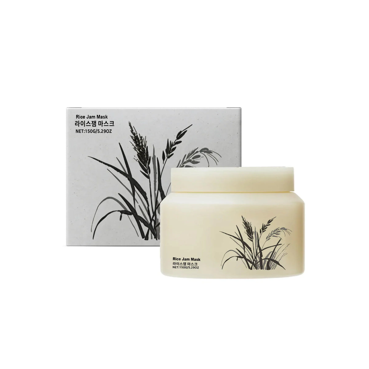Rice Jam Mask by Silcy Skin in beige jar with botanical rice stalks and matching box NET 150g on Tampa Home & Garden Store