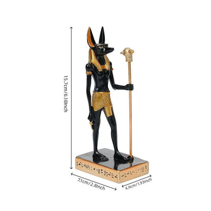 Perfecsy Anubis resin statue black with gold accents, 15.7cm tall, Egyptian god decor on Tampa Home & Garden Store
