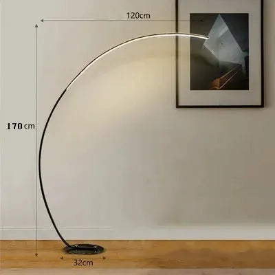 DecorBites LED Art Floor Lamp arc RGB dimmable with black metal frame for living room decor on Tampa Home & Garden Store
