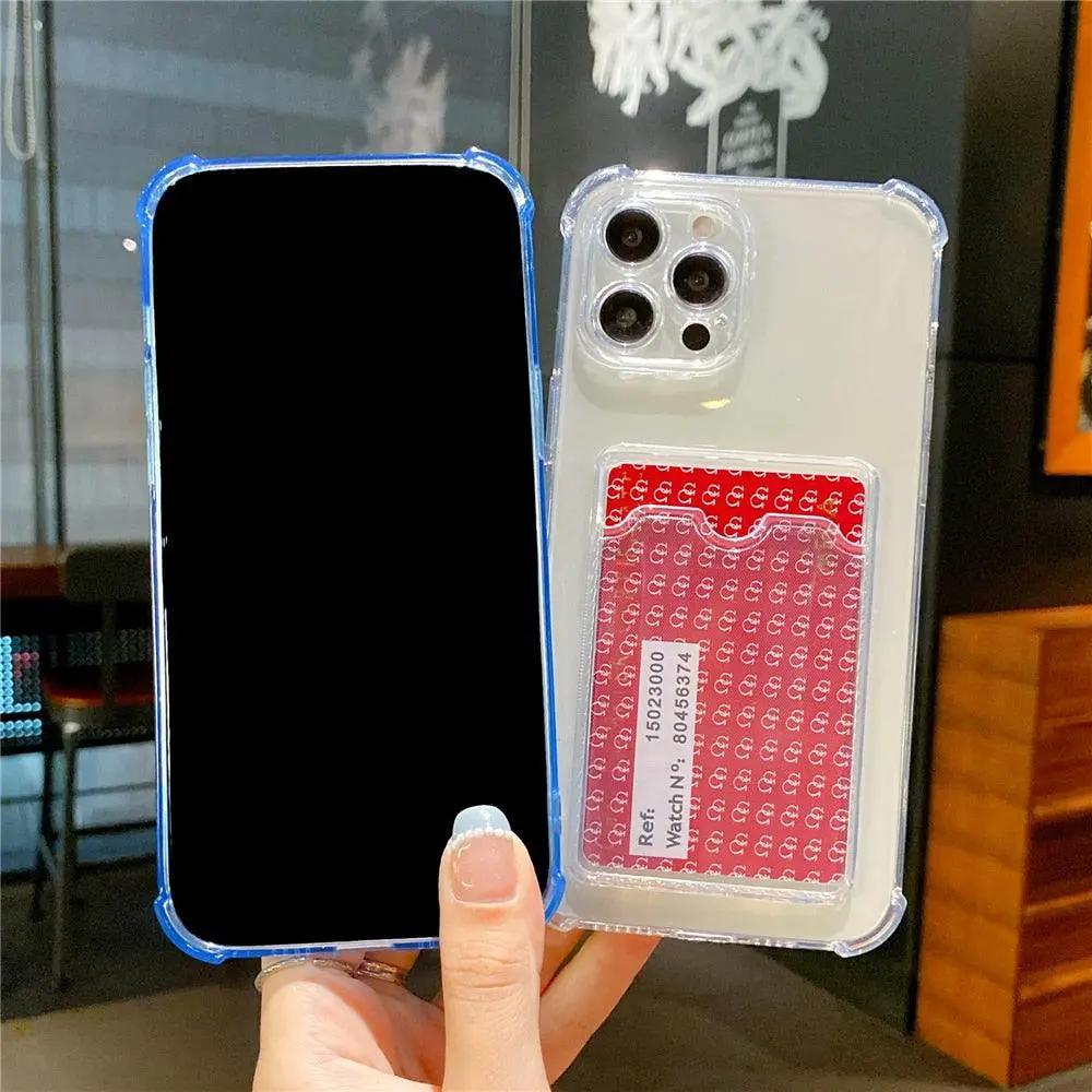 Transparent Card Slot Case For Iphone With Holder