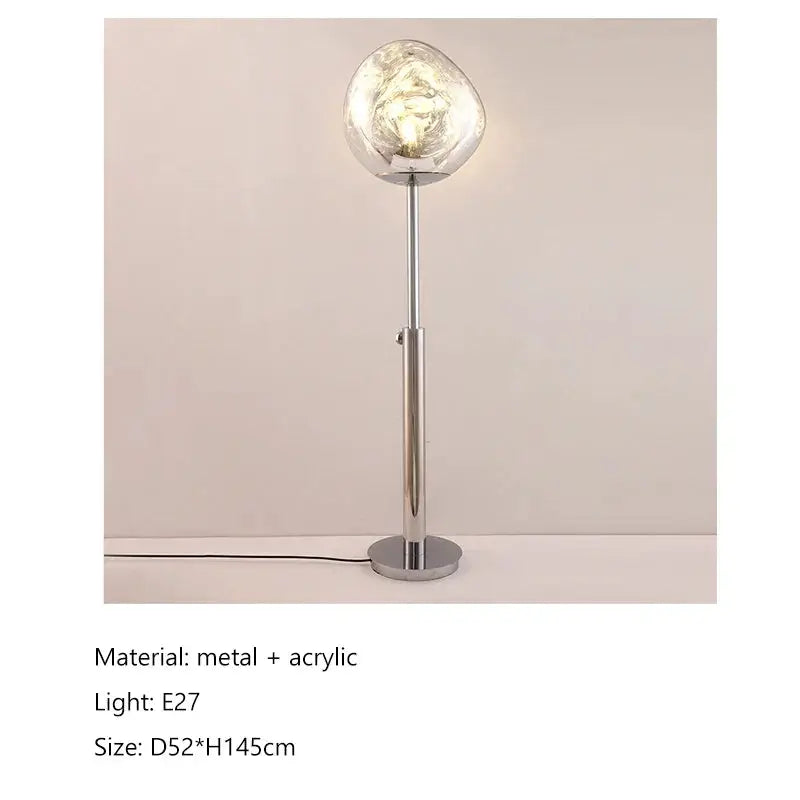 DecorBites LED lava floor lamp chrome metal stem with clear glass globe on Tampa Home & Garden Store