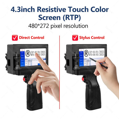 Portable handheld TIJ inkjet printer UpTrend; 4.3in touchscreen; direct touch or stylus control on Tampa Home & Garden Store