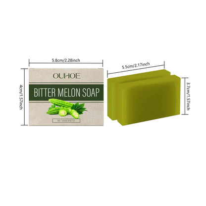 OUHOE Bitter Melon Soap by Silcy Skin, beige-green packaging, pore-cleaning herbal soap on Tampa Home & Garden Store