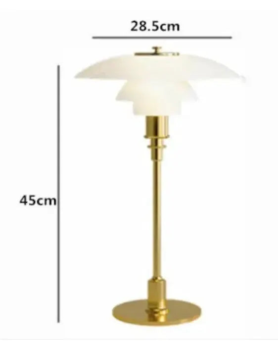 DecorBites LED floor lamp gold finish with white layered shade, 45cm tall, 28.5cm diameter on Tampa Home & Garden Store