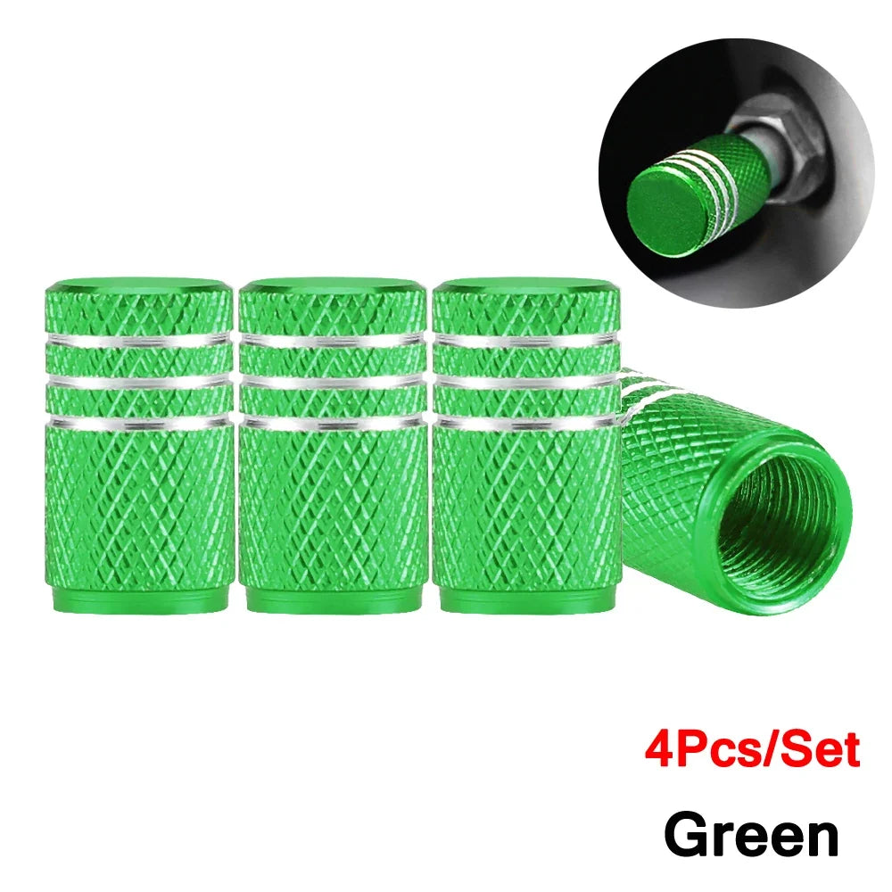 Valve caps set 4-pack green with knurled grip by BikerZoneZ for tire valves on Tampa Home & Garden Store
