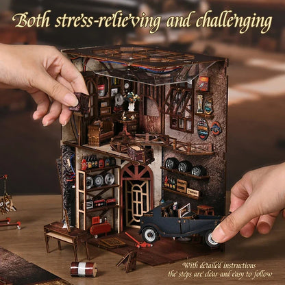 Master Mechanic Workshop DIY Kit miniature diorama by Perfecsy with interior and vintage car on Tampa Home & Garden Store