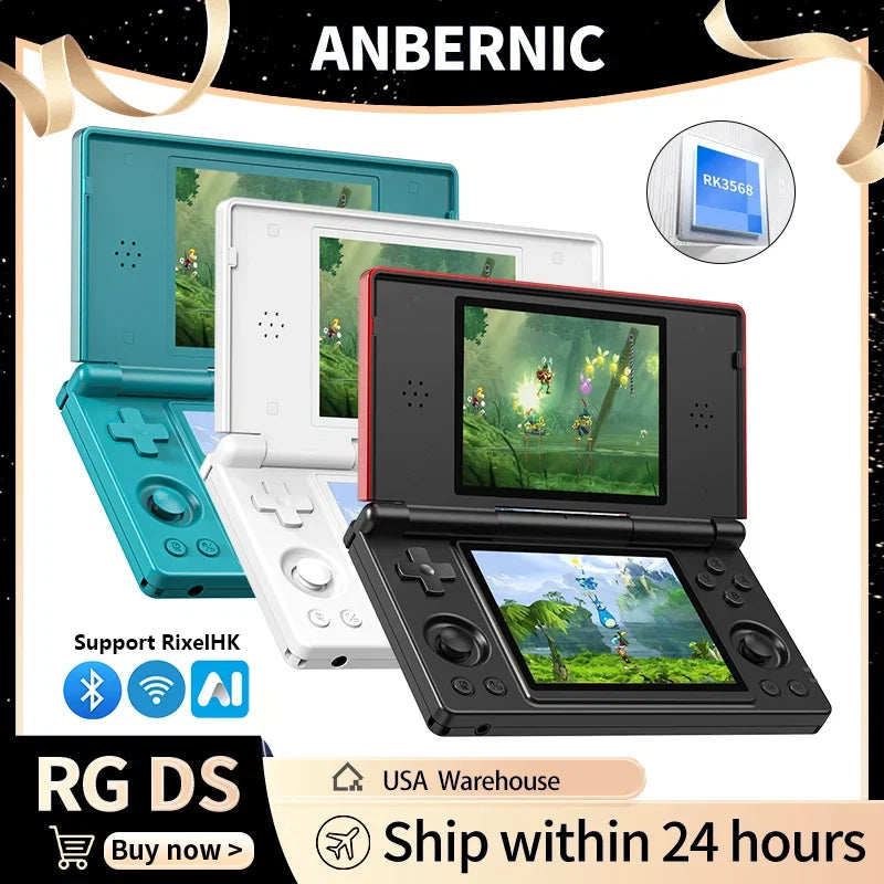 Anbernic RG DS Flip handheld game console with 4-inch IPS HD dual screens three variants on Tampa Home & Garden Store