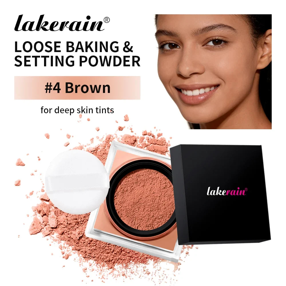 Silcy Skin powder: loose baking & setting powder #4 Brown with sponge puff for deep skin tints on Tampa Home & Garden Store