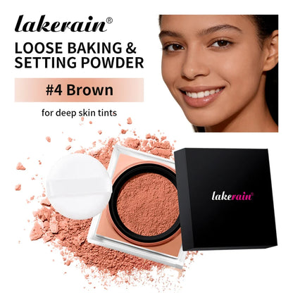 Silcy Skin powder: loose baking & setting powder #4 Brown with sponge puff for deep skin tints on Tampa Home & Garden Store