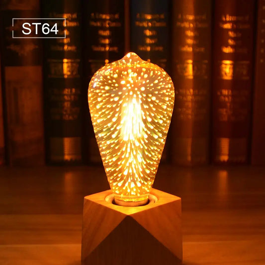 3D Fireworks LED Bulb E27 Vintage Retro Colorful Decorative Light ST64