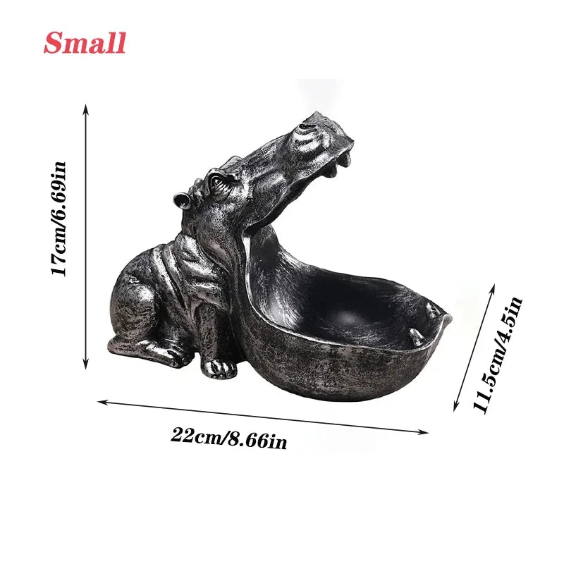 Hippo-shaped storage statue candy bowl in black by Perfecsy decor on Tampa Home & Garden Store