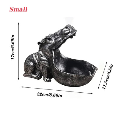 Hippo-shaped storage statue candy bowl in black by Perfecsy decor on Tampa Home & Garden Store