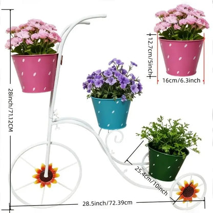 3 Tier Metal Tricycle Planter Stand for Garden