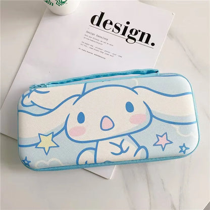 Switch OLED/Lite storage case with blue trim and cute cartoon character design zipper on Tampa Home & Garden Store