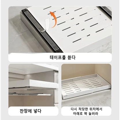 DecorBites Kitchen Storage Rack Drawer Organizer with Slide Rails, white metal vented tray on Tampa Home & Garden Store