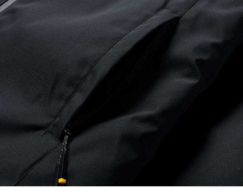 Men's black windproof fleece jacket close-up zipper detail on Tampa Home & Garden Store