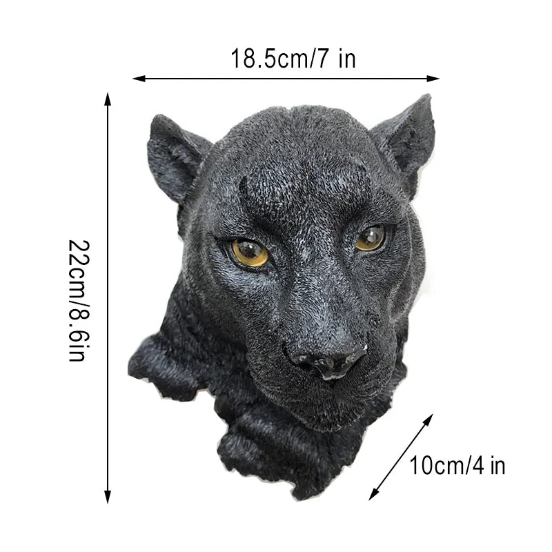 Perfecsy black panther head wall decor statue with textured finish and yellow eyes on Tampa Home & Garden Store