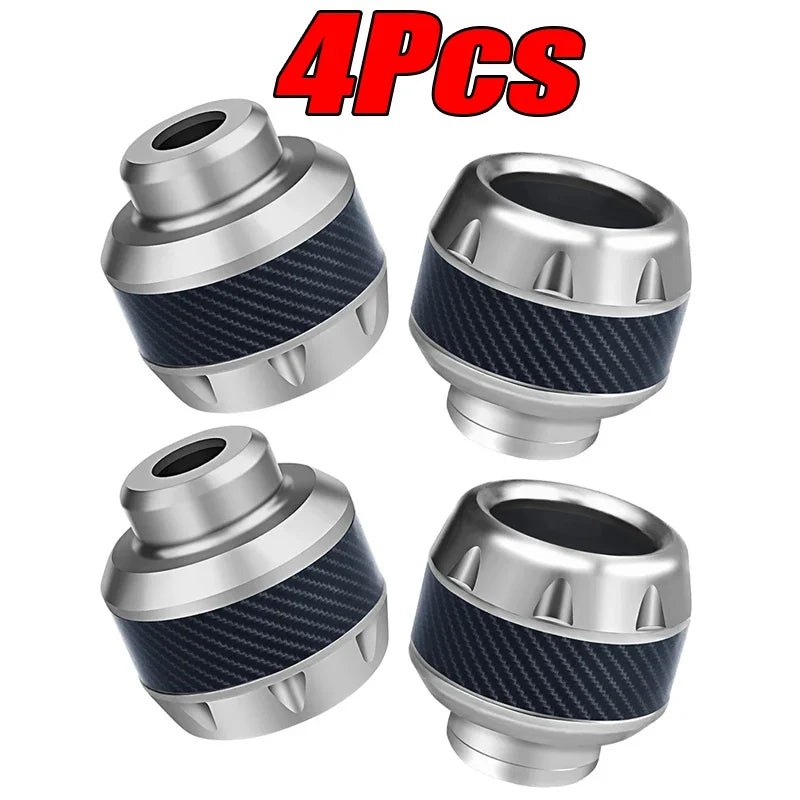 4pcs BikerZoneZ motorcycle fork slider cups with carbon fiber grip and silver metal ends on Tampa Home & Garden Store