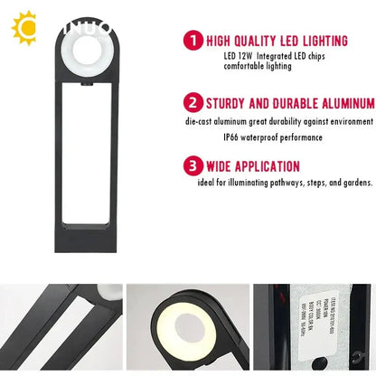 DecorBites LED Path Light 12W aluminum pillar, black finish for outdoor gardens and walkways on Tampa Home & Garden Store