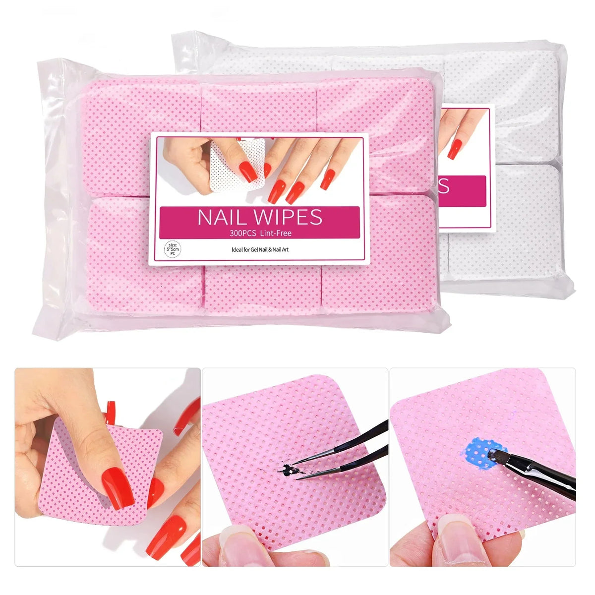 Nail wipes Silcy Skin pink nonwoven 300pcs lint-free for gel nails and nail art on Tampa Home & Garden Store