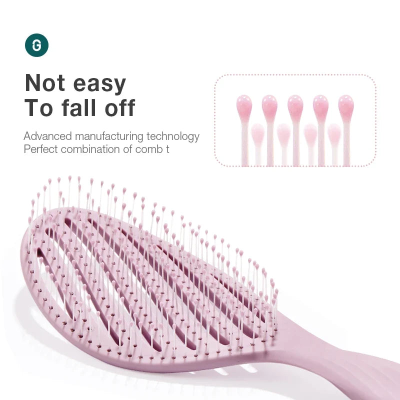 MR.GREEN hollow-out hair brush pink vented design for scalp massage detangler by Silcy Skin on Tampa Home & Garden Store