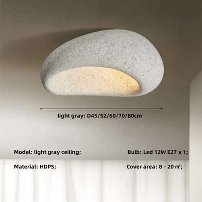 DecorBites Khmara E27 ceiling light in light gray stone finish, curved Nordic design on Tampa Home & Garden Store