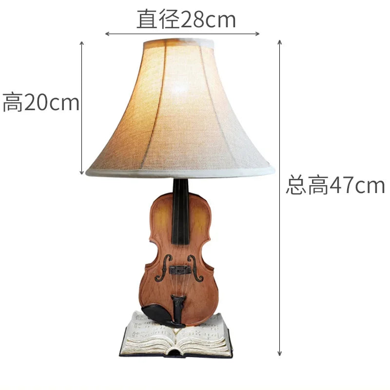 DecorBites Kids violin LED table lamp with fabric shade and violin-shaped wooden base on Tampa Home & Garden Store