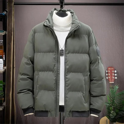 Men's UpTrend Deals thick olive green puffer parka with zippered pockets, waterproof down coat on Tampa Home & Garden Store