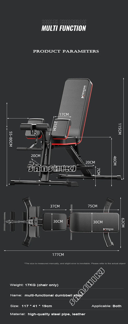 Adjustable multi-function weightlifting bench, black with red trim, Miking on Tampa Home & Garden Store