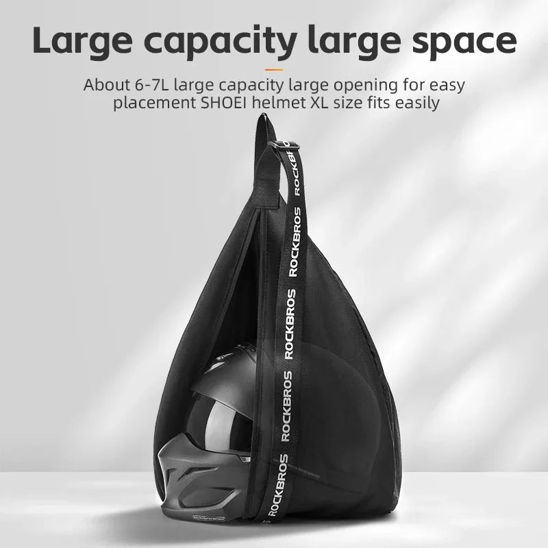 Black motorcycle helmet backpack with RockBros strap, large capacity for Shoei helmet XL on Tampa Home & Garden Store