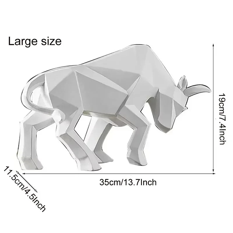 Nordic modern resin bull ornament white geometric cow statue Perfecsy decor on Tampa Home & Garden Store