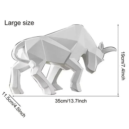 Nordic modern resin bull ornament white geometric cow statue Perfecsy decor on Tampa Home & Garden Store