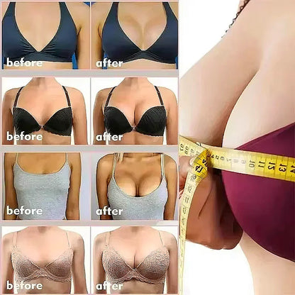Silcy Skin breast enhancement cream and bust oil collage showing before and after lift on Tampa Home & Garden Store
