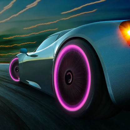Luminous Valve Stem Caps Dustproof valvecaps with pink neon glow on car wheels by BikerZoneZ on Tampa Home & Garden Store