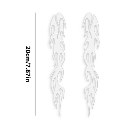 Motorcycle reflective flame stickers pair, waterproof white decals by BikerZoneZ, 20 cm long on Tampa Home & Garden Store