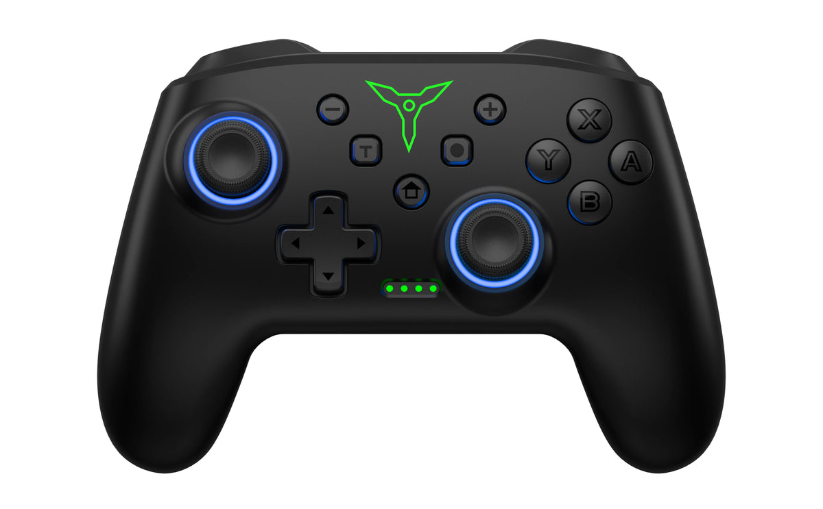 RGB wireless Switch Pro/Switch 2 gamepad by FLIPSTYLEZLLC with blue LED joystick rings on Tampa Home & Garden Store