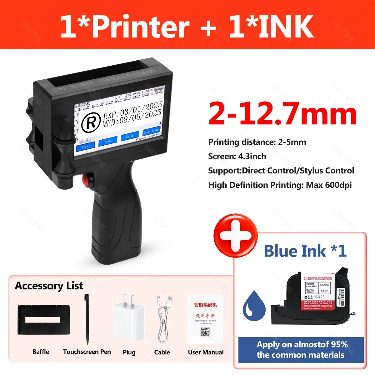 Portable handheld inkjet printer TIJ coding machine with touch screen black body on Tampa Home & Garden Store