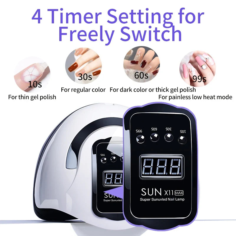 Silcy Skin 66LED nail drying lamp for gel polish with auto sensor, white/purple trim, display on Tampa Home & Garden Store
