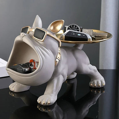 Perfecsy 30cm resin bulldog key storage figurine with tray decor statue on Tampa Store on Tampa Home & Garden Store