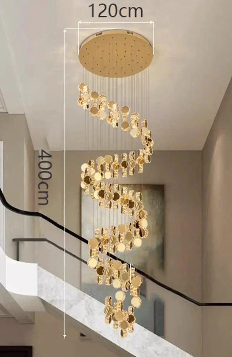 DecorBites LED pendant chandelier with cascading gold discs for modern living & dining on Tampa Home & Garden Store