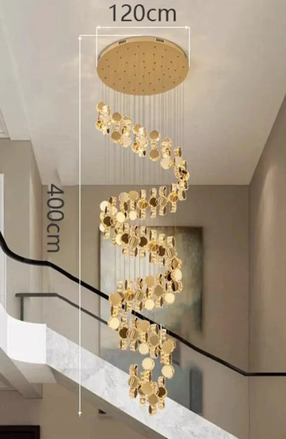 DecorBites LED pendant chandelier with cascading gold discs for modern living & dining on Tampa Home & Garden Store