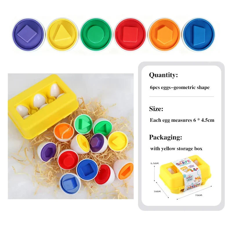 Montessori egg shape match puzzle set with 6 eggs and yellow box FLIPSTYLEZLLC on Tampa Home & Garden Store
