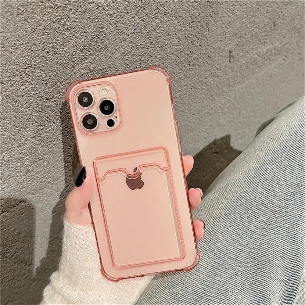 Transparent Card Slot Case For Iphone With Holder