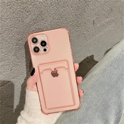 Transparent Card Slot Case For Iphone With Holder