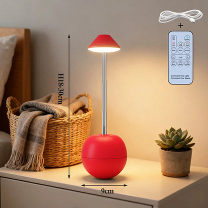 Perfecsy LED touch desk lamp with remote, RGB color, red spherical base, adjustable height on Tampa Home & Garden Store