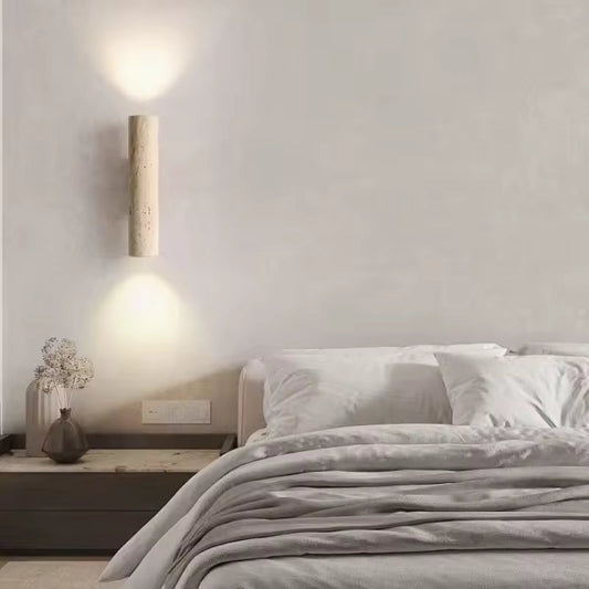 Modern Travertine Marble Cylinder LED Wall Sconce Warm White