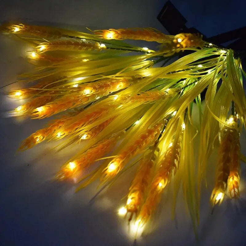 Perfecsy LED Solar Wheat Ears Stake Lights, warm yellow glow, wheat-like blades for garden decor on Tampa Home & Garden Store